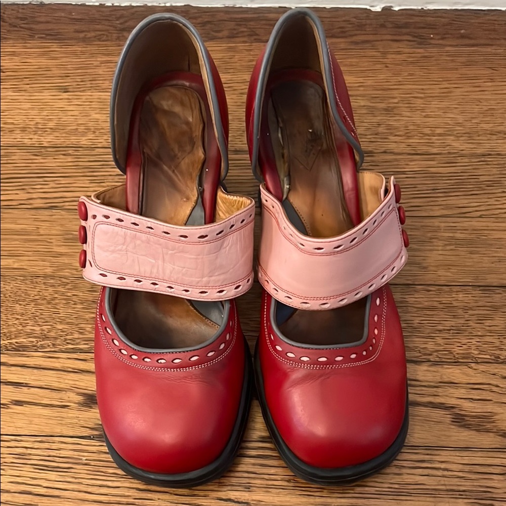 John Fluevog Stylish Red and Pink Heels